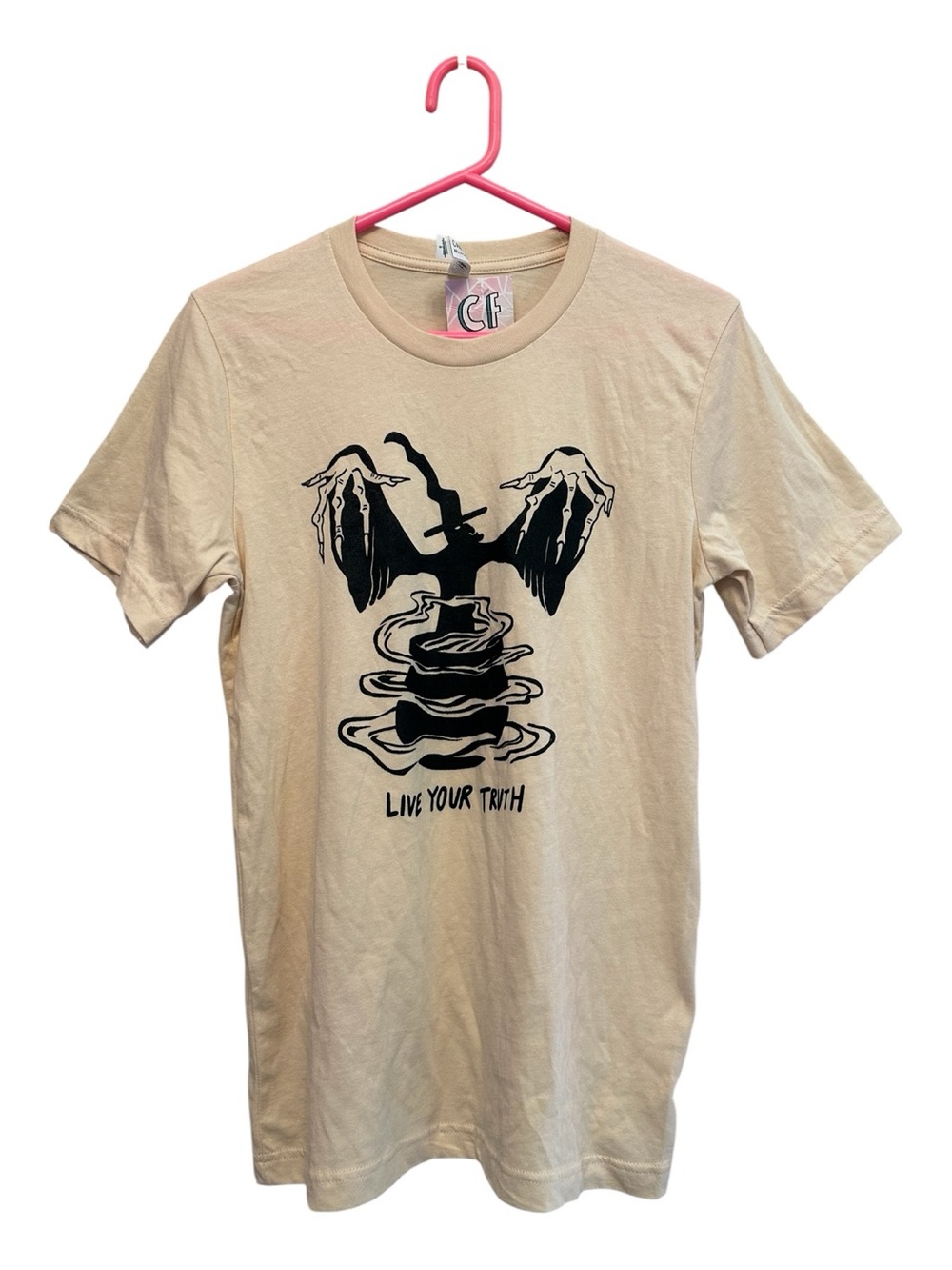 Bella Canvas Beige Graphic Tee with Black Print